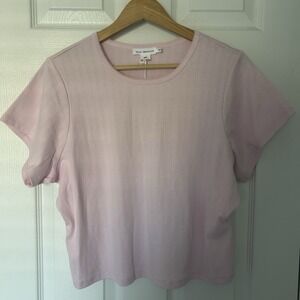 Good‎ American Cotton Pointelle Baby Tee in Cotton Candy
